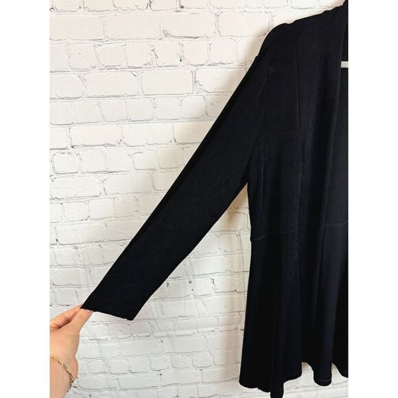 CHICO'S TRAVELERS black knit open front cardigan sweater 2 L - Picture 5 of 6